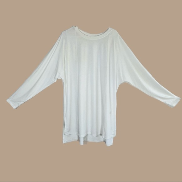 Women’s Ivory Oversized Long Dolman Sleeve Tunic Tee / Mini Dress - Picture 1 of 7